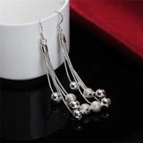 925 Sterling Silver Tassels Beads Bracelet Necklace Earring Set