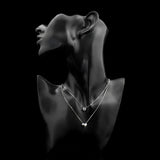 925 Silver Double Layers Necklace with Cz Love-heart Pendant