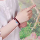 Natural Garnet Bracelet with Cloisonne Flower, Multilayer Beauty Jewelry