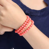 Pink Shell Bracelets Beads Size 6mm for Women