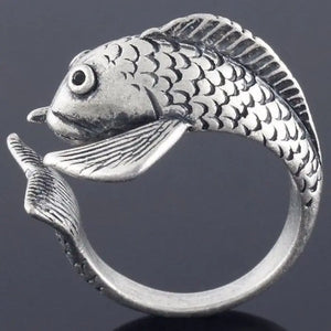 Fish Ring Women's Girl's Retro Burnished Animal Carp Ring Jewelry