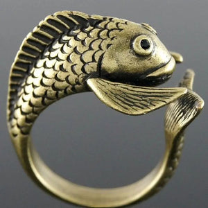 Fish Ring Women's Girl's Retro Burnished Animal Carp Ring Jewelry