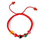 5 Elements Lucky Cotton Red Rope Bracelets Natural Colorful Crystal Hand Woven