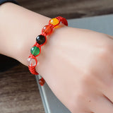 5 Elements Lucky Cotton Red Rope Bracelets Natural Colorful Crystal Hand Woven
