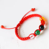 5 Elements Lucky Cotton Red Rope Bracelets Natural Colorful Crystal Hand Woven