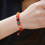5 Elements Lucky Cotton Red Rope Bracelets Natural Colorful Crystal Hand Woven