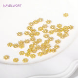 Flower Beads Caps 18K Plated Brass for Jewelry Making