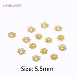 Flower Beads Caps 18K Plated Brass for Jewelry Making