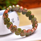 Green Natural Stone Bracelet Crystal Hand Row - Women Girl Gift Jewelry