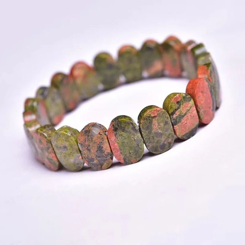 Green Natural Stone Bracelet Crystal Hand Row - Women Girl Gift Jewelry