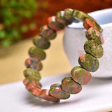 Green Natural Stone Bracelet Crystal Hand Row - Women Girl Gift Jewelry