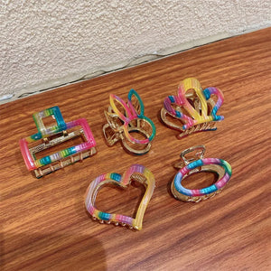 French Women Hair Clips Girls Rainbow Crown Metal Hair Claw