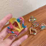 French Women Hair Clips Girls Rainbow Crown Metal Hair Claw