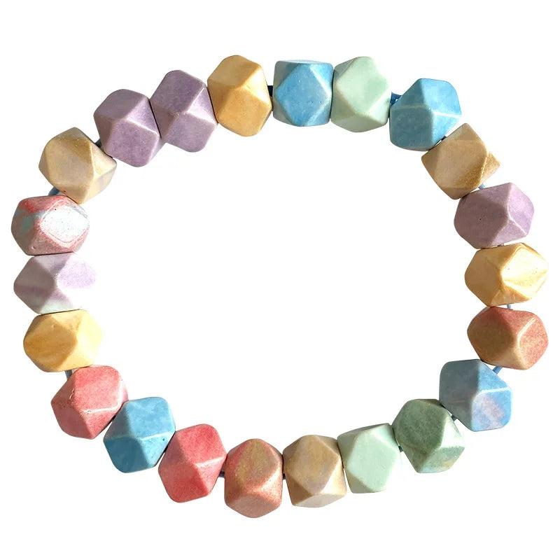 Natural Rainbow Stone Bracelet Star Faceted Crystal Beads Bracelets