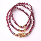 Garnet Natural Stone Bracelet Wine Red Bead Pixiu Lucky Women Jewelry