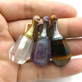 Crystal Quartz Perfume Bottle Pendant Necklace Vial