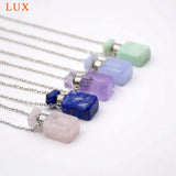 Gemstone Perfume Bottle Pendant Necklace Essential Oil Diffuser
