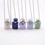 Gemstone Perfume Bottle Pendant Necklace Essential Oil Diffuser