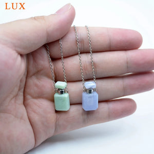 Gemstone Perfume Bottle Pendant Necklace Essential Oil Diffuser
