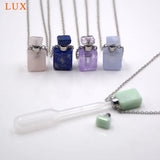 Gemstone Perfume Bottle Pendant Necklace Essential Oil Diffuser