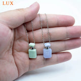Gemstone Perfume Bottle Pendant Necklace Essential Oil Diffuser