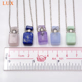 Gemstone Perfume Bottle Pendant Necklace Essential Oil Diffuser