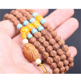 5-Petal 8mm Beads Bracelet with Maitreya Pendant Necklace