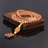 5-Petal 8mm Beads Bracelet with Maitreya Pendant Necklace