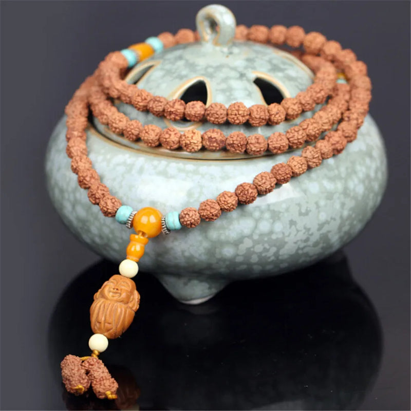 5-Petal 8mm Beads Bracelet with Maitreya Pendant Necklace