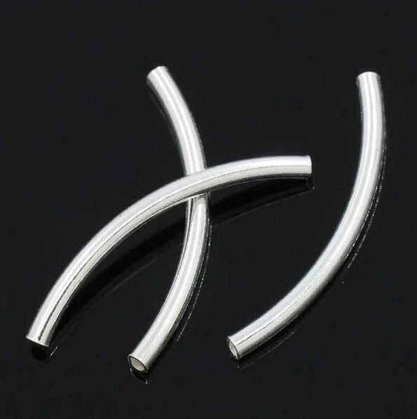925 Sterling Silver Tube Crimp Bead 20pcs 2*20mm