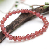 Red Strawberry Quartz Crystal Bead Stretch Bracelet 6mm