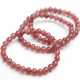 Red Strawberry Quartz Crystal Bead Stretch Bracelet 6mm