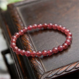 Red Strawberry Quartz Crystal Bead Stretch Bracelet 6mm