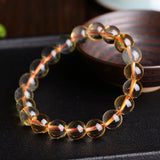Yellow Natural Crystal Bead Bracelet for Women Lucky Wealth Jewelry
