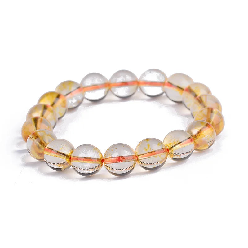 Yellow Natural Crystal Bead Bracelet for Women Lucky Wealth Jewelry