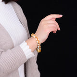 Yellow Natural Crystal Bead Bracelet for Women Lucky Wealth Jewelry