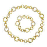 Geometric Oval Circle Link Chain Bracelet with CZ - Party Jewelry