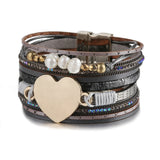 Leather Bracelet Bangle Heart Women's Pearl Jewelry Bohemian Ornament