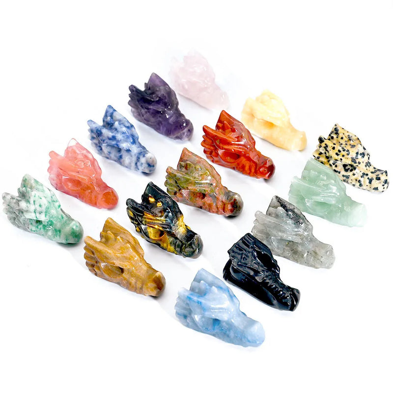 Natural Crystal Jade Archaeological Dragon Head Gem Carving Set