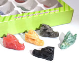 Natural Crystal Jade Archaeological Dragon Head Gem Carving Set