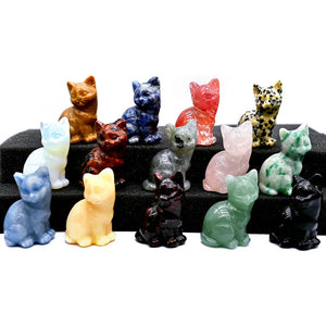 Natural Green Aventurine Carving Cat in Animal Box
