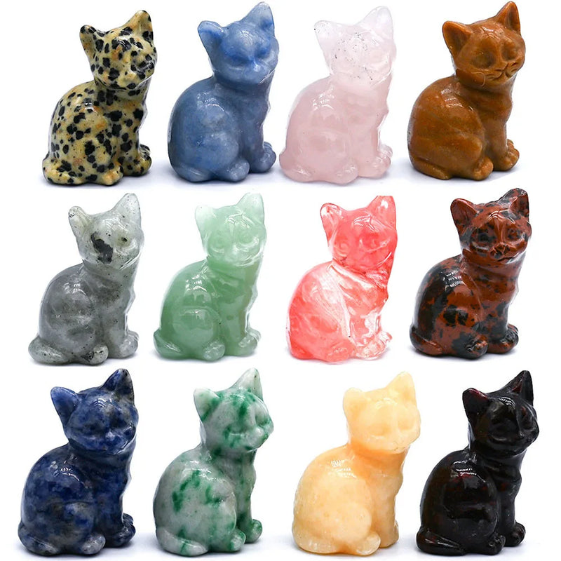 Natural Green Aventurine Carving Cat in Animal Box