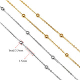 10pcs/lot 1.5mm Tiny Beaded Stainless Steel Link Chain for Jewelry