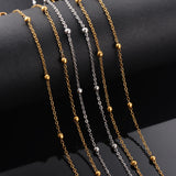 10pcs/lot 1.5mm Tiny Beaded Stainless Steel Link Chain for Jewelry