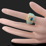 Enamel Flower Austrian Crystal Wedding Ring
