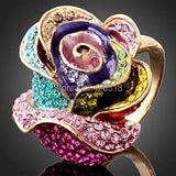 Colorful Austria Crystal Rose Wedding Rings for Women