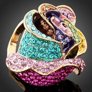 Colorful Austria Crystal Rose Wedding Rings for Women