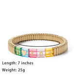 Silver Elastic Bracelets Letter Charms Bracelets 2X8MM Beads Bracelets