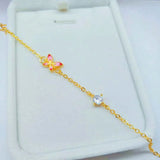 Pink CZ Butterfly Bangle&Bracelet for Women /Girls