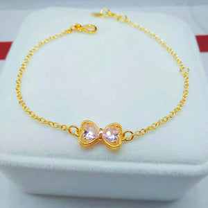 Pink CZ Butterfly Bangle&Bracelet for Women /Girls